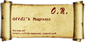 Offák Magnusz névjegykártya